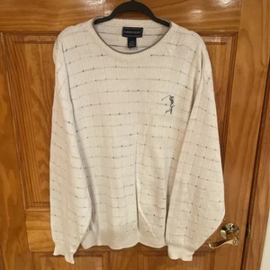 Fairway Sport Vintage Streetwear Mens XL Ribbed Knit Golf Sweater Cotton Beige - Picture 1 of 4