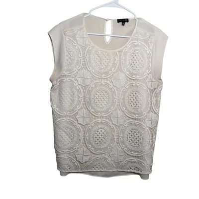 The Limited Blouse Women's Large Lace Sleeveless Round Neck Tank Top Shirt Artsy - Image 1 of 4