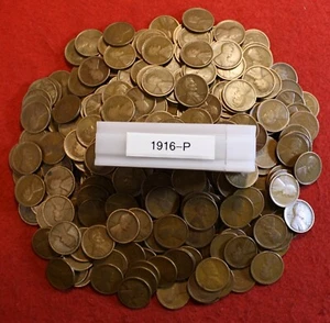 1916-P Lincoln Wheat Cent Penny 50 Coin roll Circulated - Picture 1 of 2
