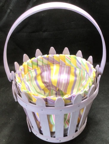 Longaberger Easter Basket 2006 light Purple Picket Pail with Liner Cover