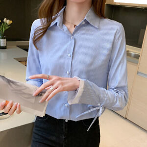 Fashion Women Spring Fall Business Career Work Tops Blouse Flare Sleeve Shirts