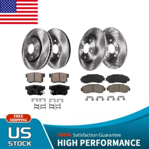 Front and Rear Disc Brake Rotors Ceramic Brake Pads for 2010 - 2012 Honda CR-V - Picture 1 of 5