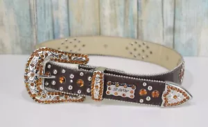 Cintura western con strass BHW taglia S (28) marrone arancione gioiello - Foto 1 di 18