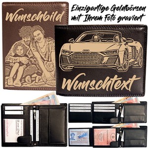 Geldbörse mit Foto Gravur Damen Herren Personalisiert Geldbeutel Portemonnaie