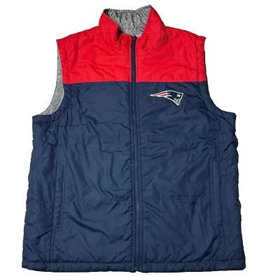 NFL Mens Patriots Reversible Outerwear Vest Blue / Red Yoke Gray XXL ** - Image 1 of 4