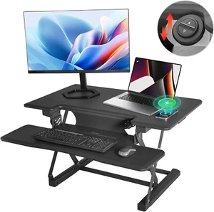 Redlife 46" Standing Desk Converter 2-Tier Stand up Desk Riser Adjustable Height - Picture 1 of 11