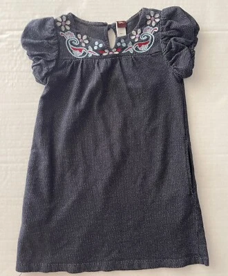 Tea Collection Dress Girls 5T Kerala Black Polka Dot Embroidered Pocket - Image 1 of 4