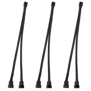 3Pcs PWM Fan Splitter Cable 2Way 4Pin Y Sleeved Extension Cable 1To2 for - Picture 1 of 9