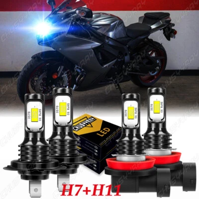 H7 H9 For Suzuki GSXR600 2006-2007 2011-2018 LED Headlight Bulbs 8000K Ice Blue - Image 1 of 4
