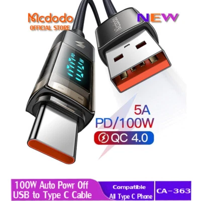 Mcdodo USB To Type C 100W Auto Power Off Data Cable Fast Charger For Samsung - Image 1 of 4
