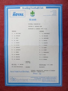 LECTURA v SWINDON TOWN | 1985/1986 | RESERVAS | 15 DE ENERO DE 1986 | CORREO GRATUITO DEL REINO UNIDO - Imagen 1 de 2