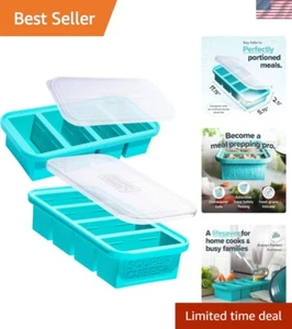 Oven-Safe and Flexible 1-Cup Silicone Freezer Molds - Aqua 2-Pack for Easy Prep - Picture 1 of 7