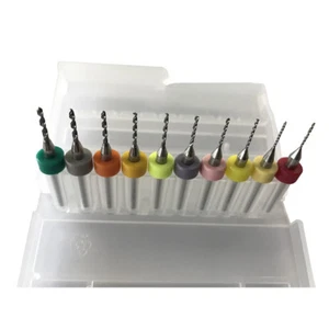 10x 0.6mm to 1.5mm Carbide PCB Dremel CNC Engraving Micro Drill Bits Set - Picture 1 of 6