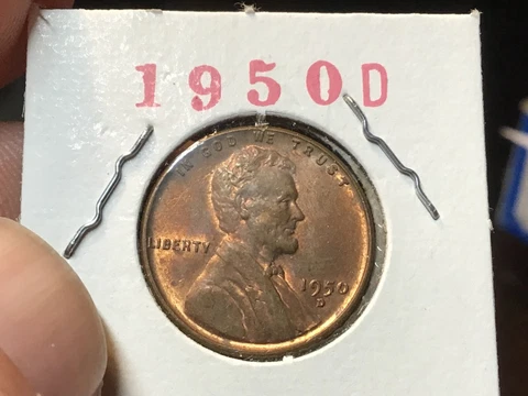1950-D BU PENNY LINCOLN WHEAT CENTS (Nice High Grade), 1 coin Cover