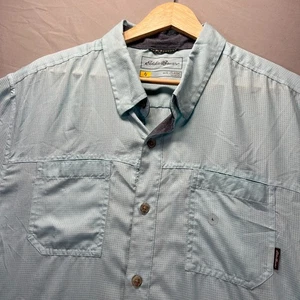Eddie Bauer Travex Shirt Mens Large Light Blue Short Sleeve Button Up New NWOT - Picture 1 of 10
