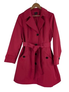 M&S Trench Coat Mid Length Pink Single Breasted Belted Size 16 - Picture 1 of 11