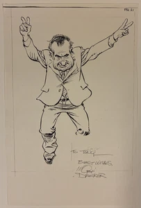 MORT DRUCKER signiertes gedrucktes Exemplar "Richard Nixon für Künstlerkollege Tony Tallarico - Bild 1 von 5