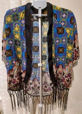 Flying Tomato Fringe Boho Shawl/Cardigan Open Front Size Small  - Image 1 of 4