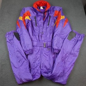 Vintage Descente Ski Suit Mens XL Purple One Piece Belted Colorblock 90s - Picture 1 of 6