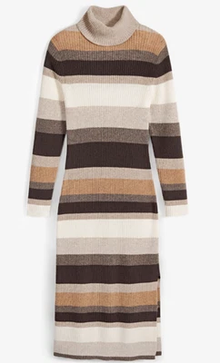 Vestido Suéter Charter Club 100% Cachemira Cuello Alto Midi - Grande - Marrón Multi Foto 1 de 4