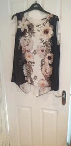 wallis top black/cream floral mix size 16 - Picture 1 of 10