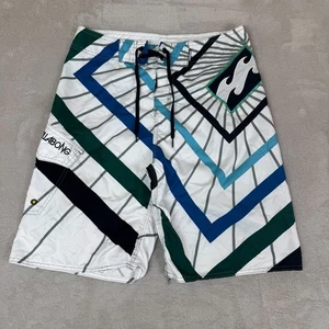 Y2K Billabong Swim Board Shorts Mens Size 34 White Preowned Beach Summer Surf - Picture 1 of 6