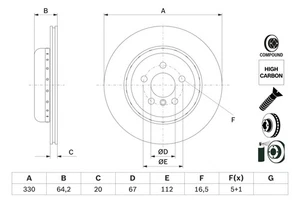 Bosch Rear Brake Rotor for BMW X6 G06 xDrive 30 d Mild-Hybrid 3.0L 210kW SUV - Picture 1 of 5