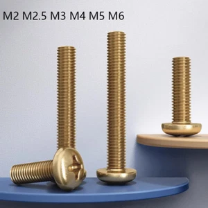 Tornillos de máquina M2 M2.5 M3 M4 M5 M6 de latón sólido cabezal redondo de sartén Phillips - Imagen 1 de 8