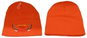 8" It's All About The Rack orange Jagd Hirsch bestickt Beanie Totenkopf Mütze Mütze - Bild 1 von 3