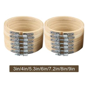 12 x Bamboo Hand Embroidery Hoop Rings with Frame for Craft Sewing Tools - Picture 1 of 25