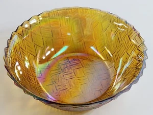 Servizio ciotola vetro carnevale calendula intrecciata cesto vetro Indiana vintage anni 70 9" - Foto 1 di 12