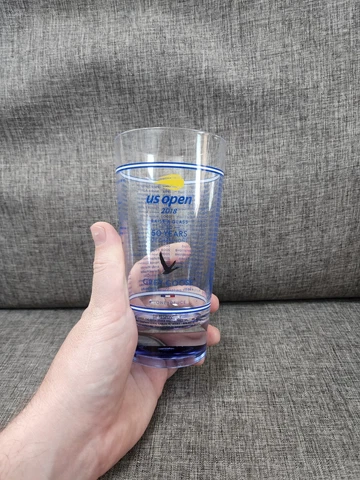 2018 US Open Tennis Gray Goose Tournament Glass Cup Plastic 50 Years blue tint Cover