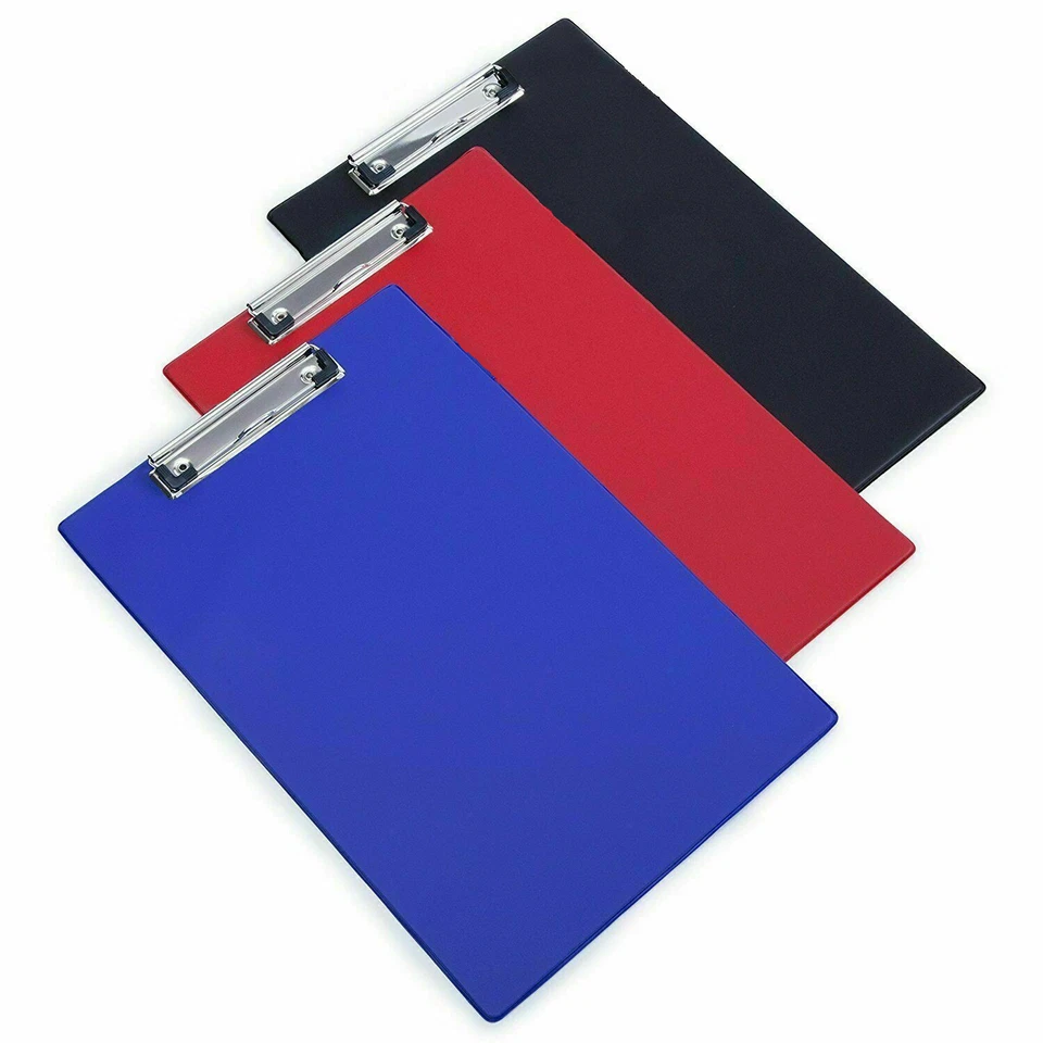 A4 FOOLSCAP CLIPBOARD Black Red Blue PVC CLIP BOARD Filing PVC - Image 1 of 1