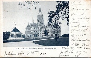 State Capitol and Petersburg Express Hartford Connecticut Postcard - Picture 1 of 2