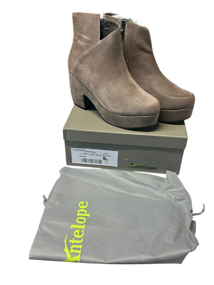 Botines de cuña Antelope Truett gris claro gamuza plataforma tacón bloque talla 41 nuevos Foto 1 de 4