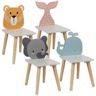 Children Kids Wooden Chair Small Stool Animal Character Playroom 24x29.5x52cm