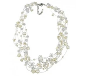 exkl.Collier mit Perlen + Premium Crystal von Swarovski 45 cm cremeweiß  - Bild 1 von 1