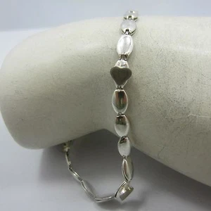 Sterling Silver women heart link Chain TENNIS bracelet 925 7 inche - Picture 1 of 6