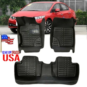 Alfombra de piso de automóvil, tapete de piso almohadilla delantera trasera 5 asientos para Honda Civic 2012-2015 - Imagen 1 de 9