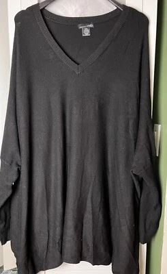 RXB Women’s Size XXL Black Long Sleeve V Neck Sweater Gold Snap Design On Sleeve - Image 1 of 4