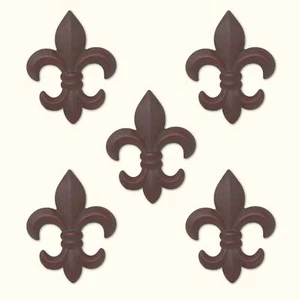 Set of 5 Fleur De Lis Metal Wall Plaques – Rustic 8" Decor with Hangers - Picture 1 of 7