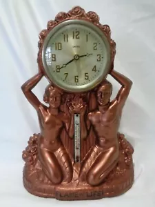 1930s-40s United Metal Goods Brooklyn Flame of Life Art Deco Clock Battery Works - Picture 1 of 12
