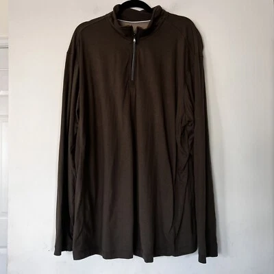 Tommy Bahama Shirt Men's XXL 2XL 1/4 Zip Pima Olive Green  Pullover  Long Sleeve - Image 1 of 4