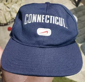SEHR SELTEN 1997 NIKE UCONN CONNECTICUT HUSKIES SCHNALLE VERSTELLBARER FEHLER SWOOSH MÜTZE - Bild 1 von 12