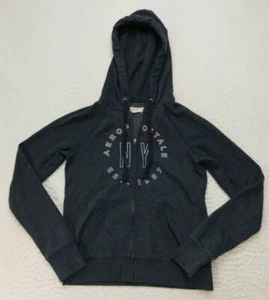 Aeropostale Womens XS Blue Full Zip Fleece Hoodie Jacket Long Sleeve Sweatshirt - Picture 1 of 10