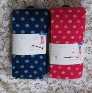 New 2 Pair Xhilaration Blue & Pink Polka Dot Tights  Sz 12-14  73 - 95 Lbs BTS ~ - Picture 1 of 1