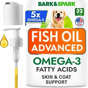 Omega 3 Fish Oil for Dogs & Cats - w/Wild Alaskan Salmon Oil for Dogs, Fish ... - Picture 1 of 7