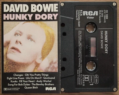 DAVID BOWIE - HUNKY DORY (RCA CK13844) RARE GERMANY CASSETTE TAPE PAPER LABELS - Image 1 of 4