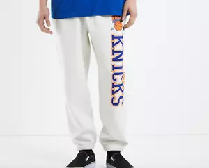 Mitchell & Ness NBA New York Knicks White Sweat Pants Size Medium (New) - Picture 1 of 6