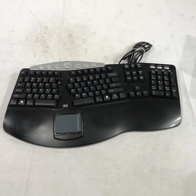 ADESSO PCK-308UB BLACK Wired Ergonomic Contoured Multimedia Touchpad Keyboard - Image 1 of 4